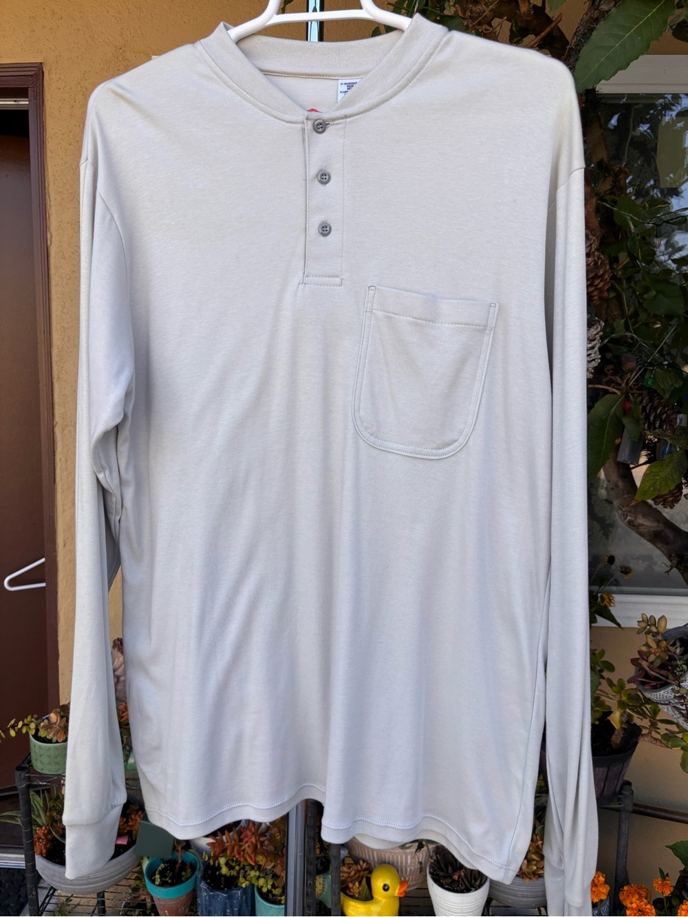 Bulwark Protective Apparel FR Lightweight Long Sleeve Henley Shirt Khaki XL